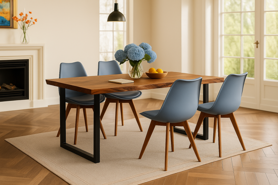 SAM_NEU-Esszimmer-Baumkante-Tischgruppen-Quinn-mit_Lovelace-vier_Stuehle-nuss_grau-140-BKT_Essgruppe_Quinn_01-6