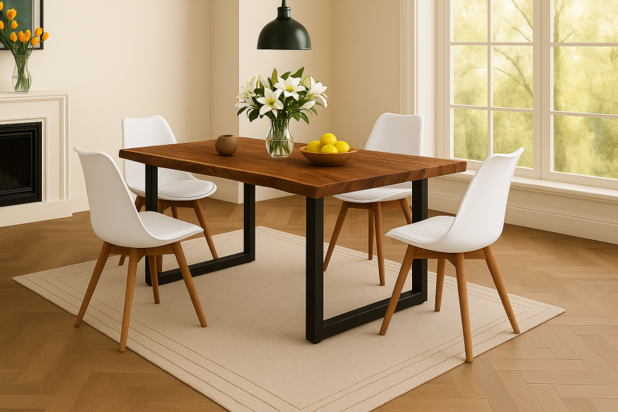 SAM_NEU-Esszimmer-Baumkante-Tischgruppen-Quinn-mit_Lovelace-vier_Stuehle-nuss_weiss-140-BKT_Essgruppe_Quinn_01-6