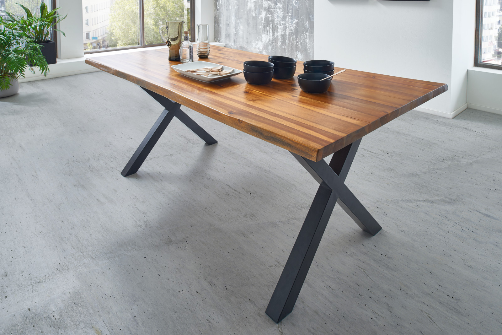 Tischplatte Baumkante Akazie Cognac 200 x 100 cm IMKER – Bild 4