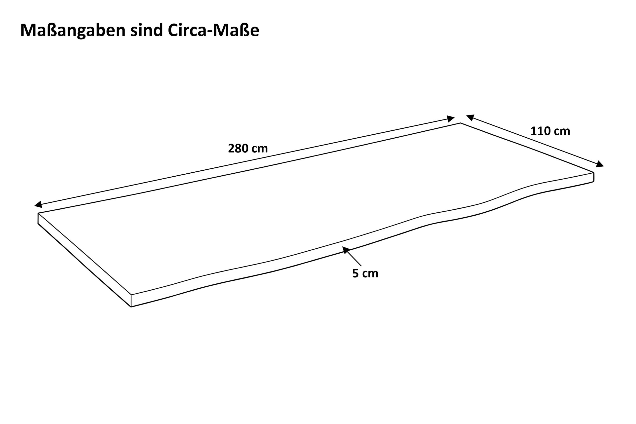 Tischplatte Baumkante 280 x 110 cm massiv Akazie Natur LUZERN – Bild 2