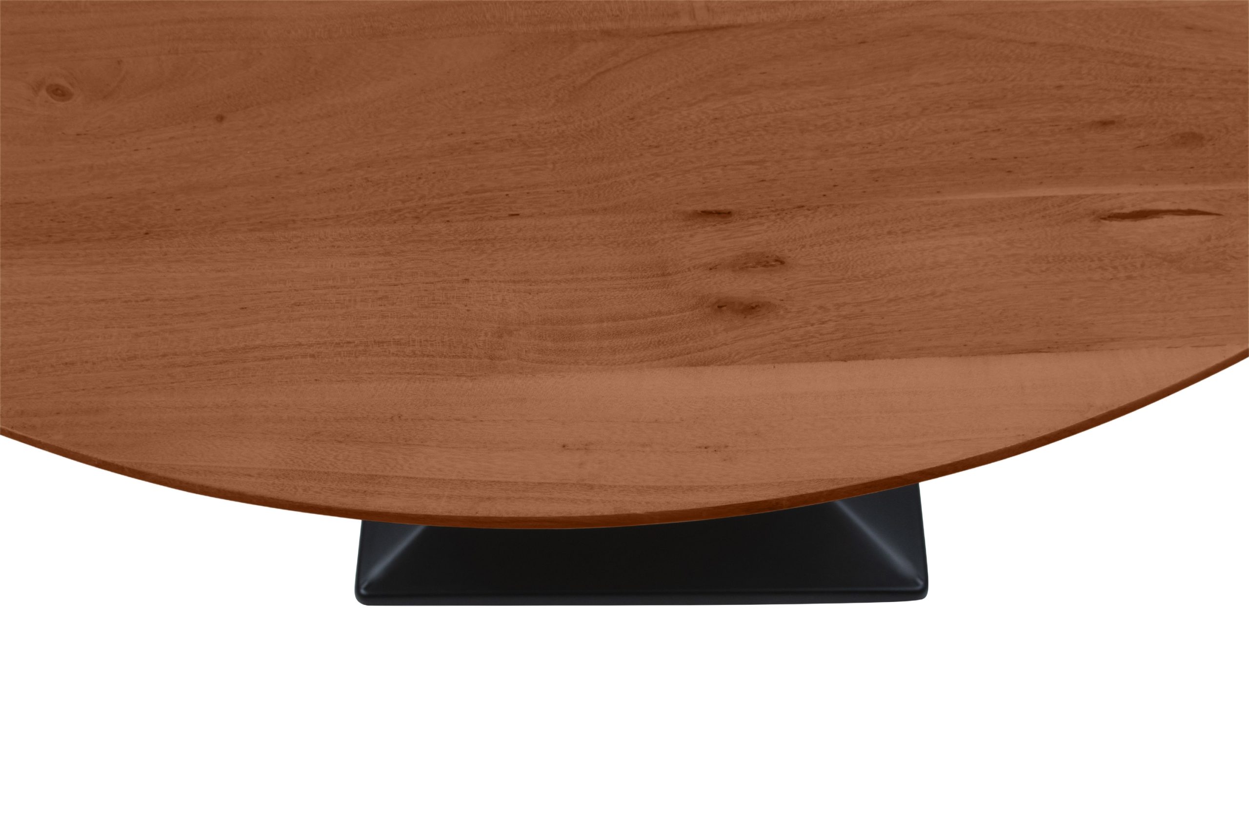 Bistrotisch rund mit Schweizer Kante Akazienholz nussbaum massiv 110 cm Säulengestell schwarz BRASILIA – Bild 6