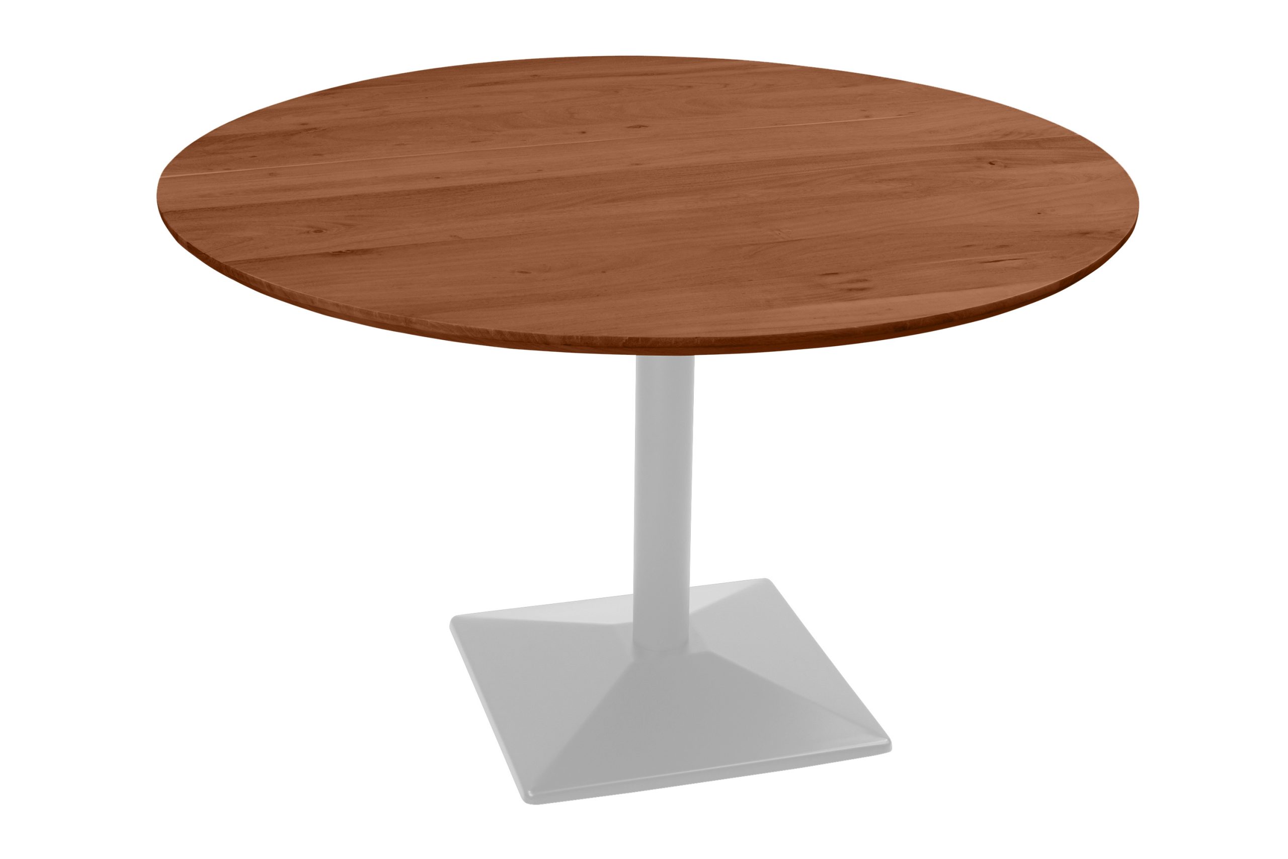 Bistrotisch rund mit Schweizer Kante Akazienholz nussbaum massiv 110 cm Säulengestell silber BRASILIA – Bild 2