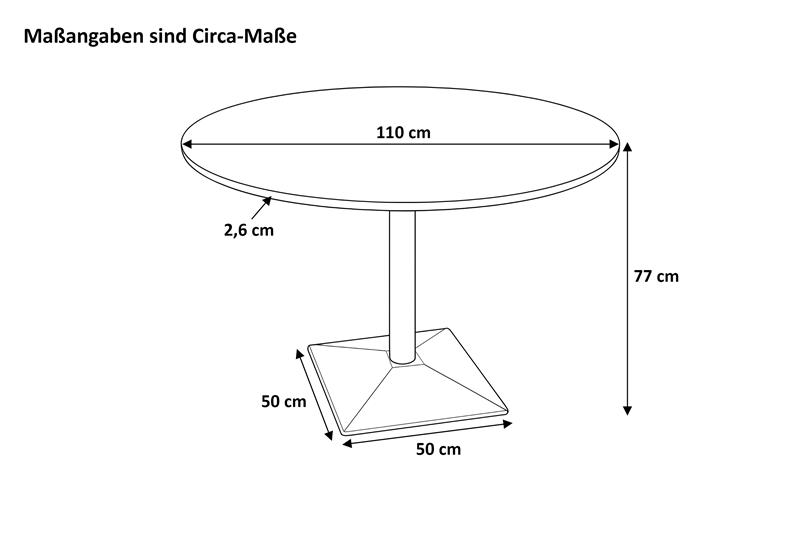 Bistrotisch rund mit Schweizer Kante Akazienholz nussbaum massiv 110 cm Säulengestell silber BRASILIA – Bild 3