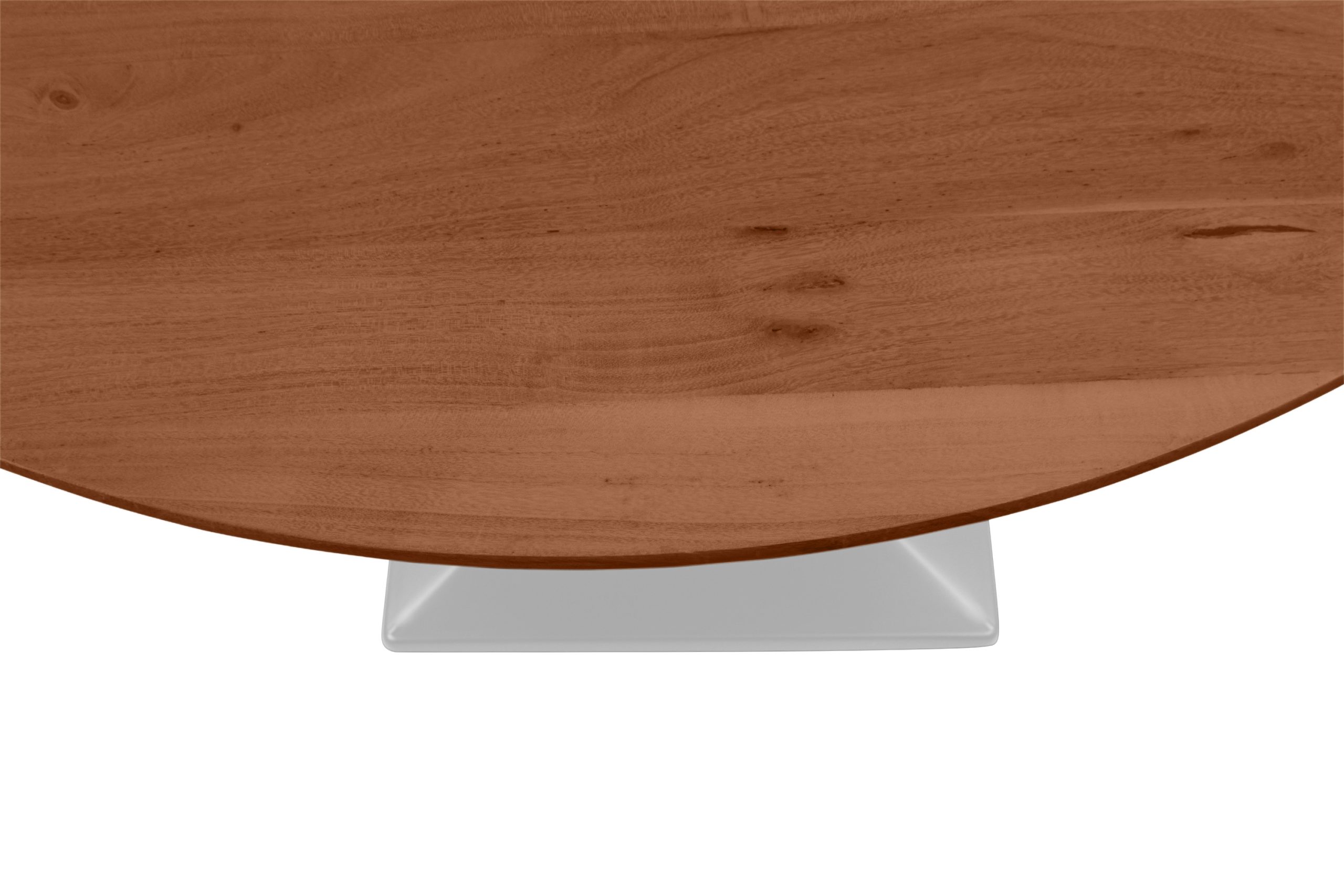 Bistrotisch rund mit Schweizer Kante Akazienholz nussbaum massiv 110 cm Säulengestell silber BRASILIA – Bild 6