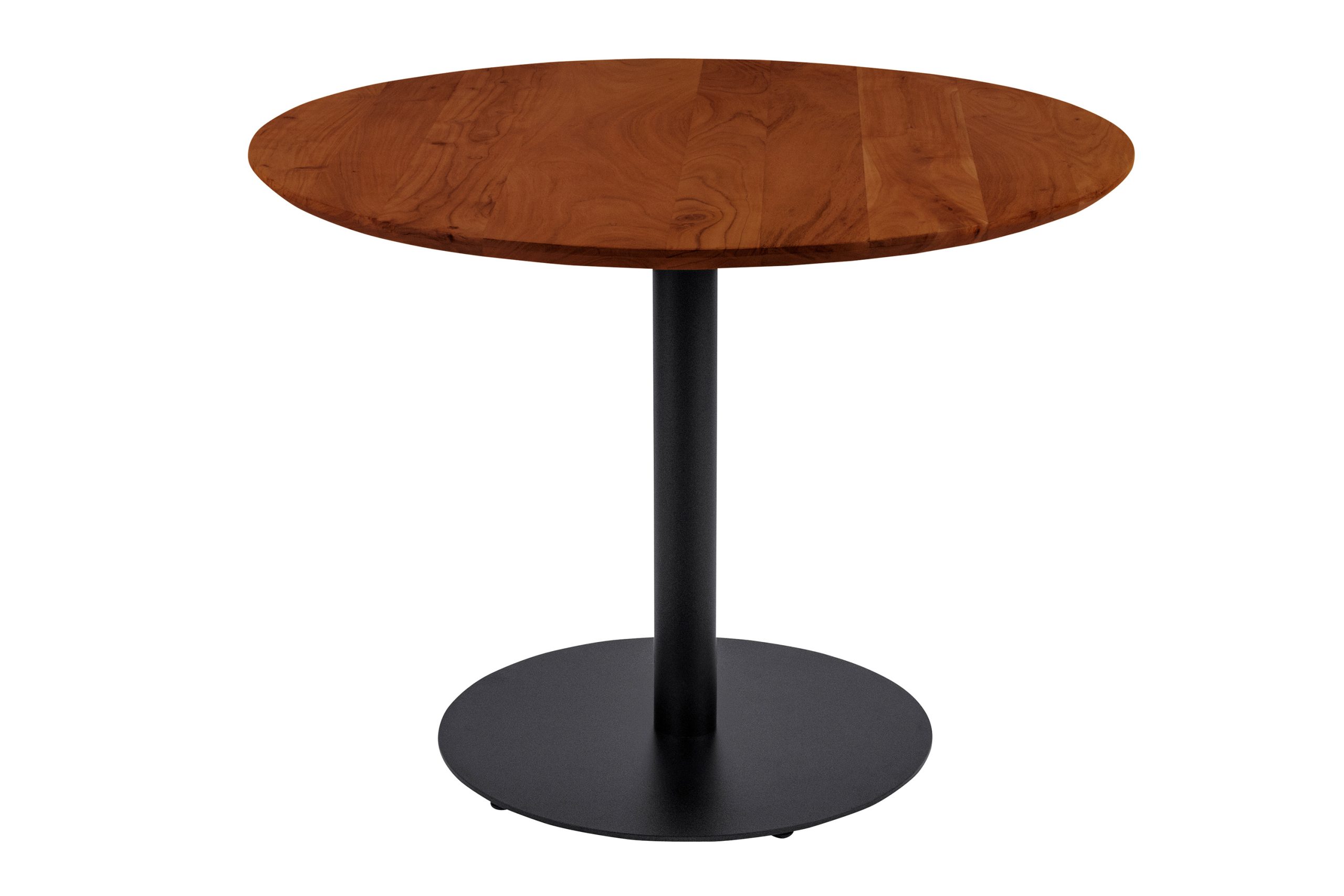 Bistrotisch rund mit Schweizer Kante Akazienholz nussbaum massiv 100 cm Säulengestell schwarz BRASILIAN – Bild 2