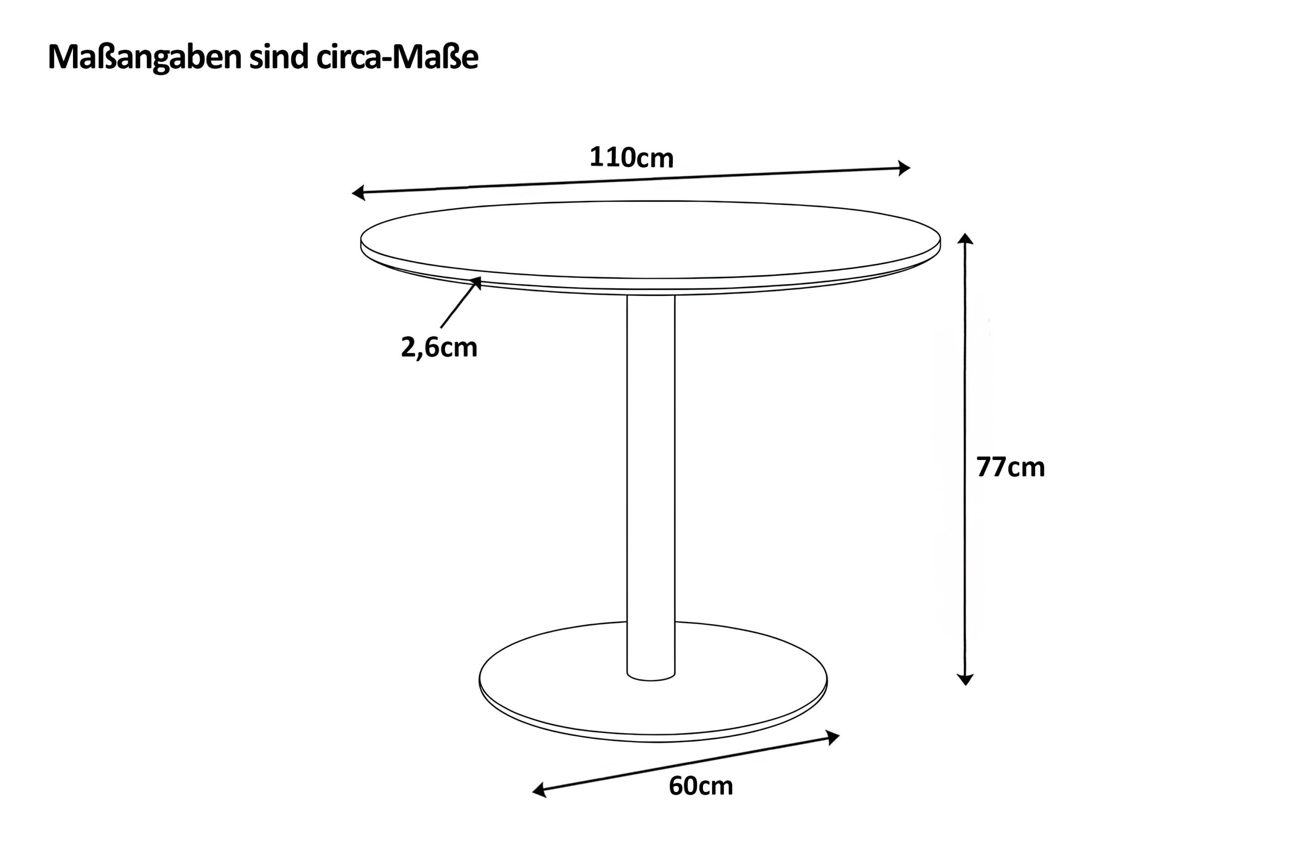 Bistrotisch rund mit Schweizer Kante Eichenholz massiv geölt 110 cm Säulengestell schwarz BRASILIAN – Bild 3