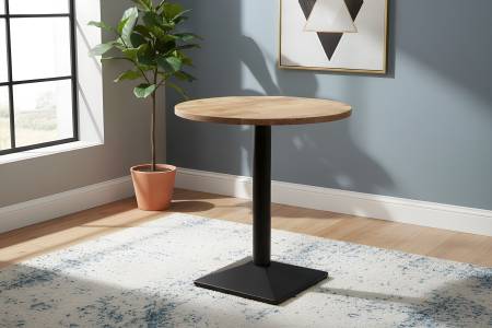 Bistrotisch rund 70 x 70 cm Mangoholz massiv Säulengestell-eckig schwarz EMILIO