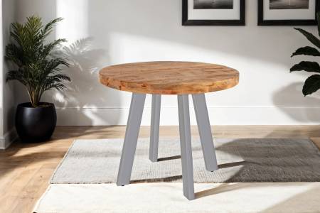 Esstisch rund Mangoholz massiv 120 cm silber ADELINA