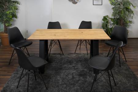 Esstisch 240x100cm Akazie massiv natur schweizer Kante A-Gestell AMALIE