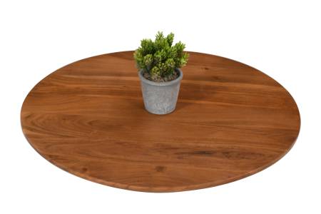 Tischplatte Schweizer Kante Runde Form Akazie massiv Nussbaum 100 x 100 cm BRASILIA