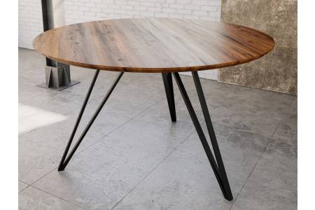 Esstisch rund mit Schweizer Kante nussbaum massiv Akazie 130 cm schwarz INSA