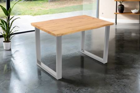 Esstisch 120x80 cm Baumkante Holz Wildeiche-Optik U-Gestell Metall silber JOSY