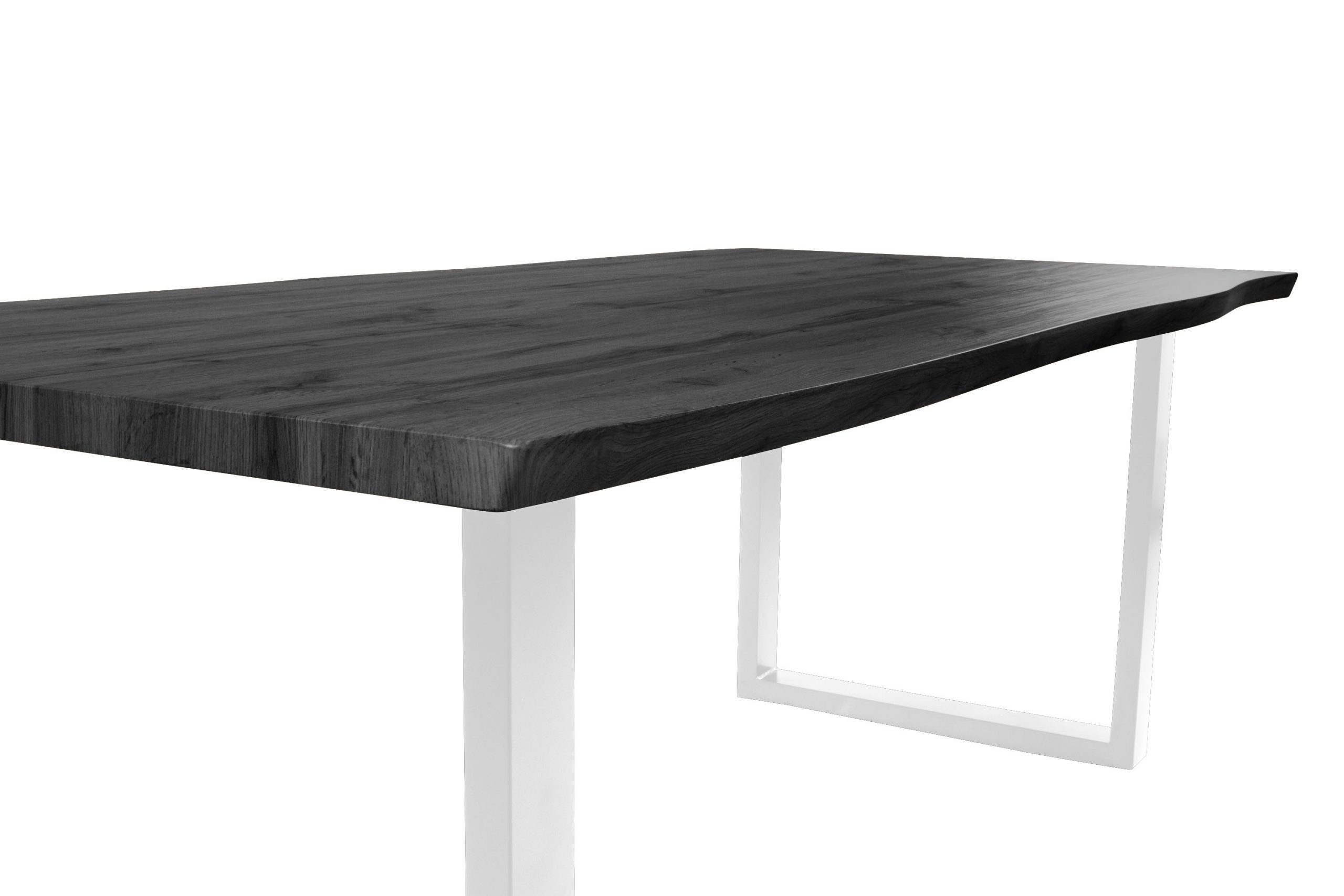 Esstisch 200x100 cm Baumkante Holz Grau-Optik U-Gestell Metall weiß JOSY – Bild 5