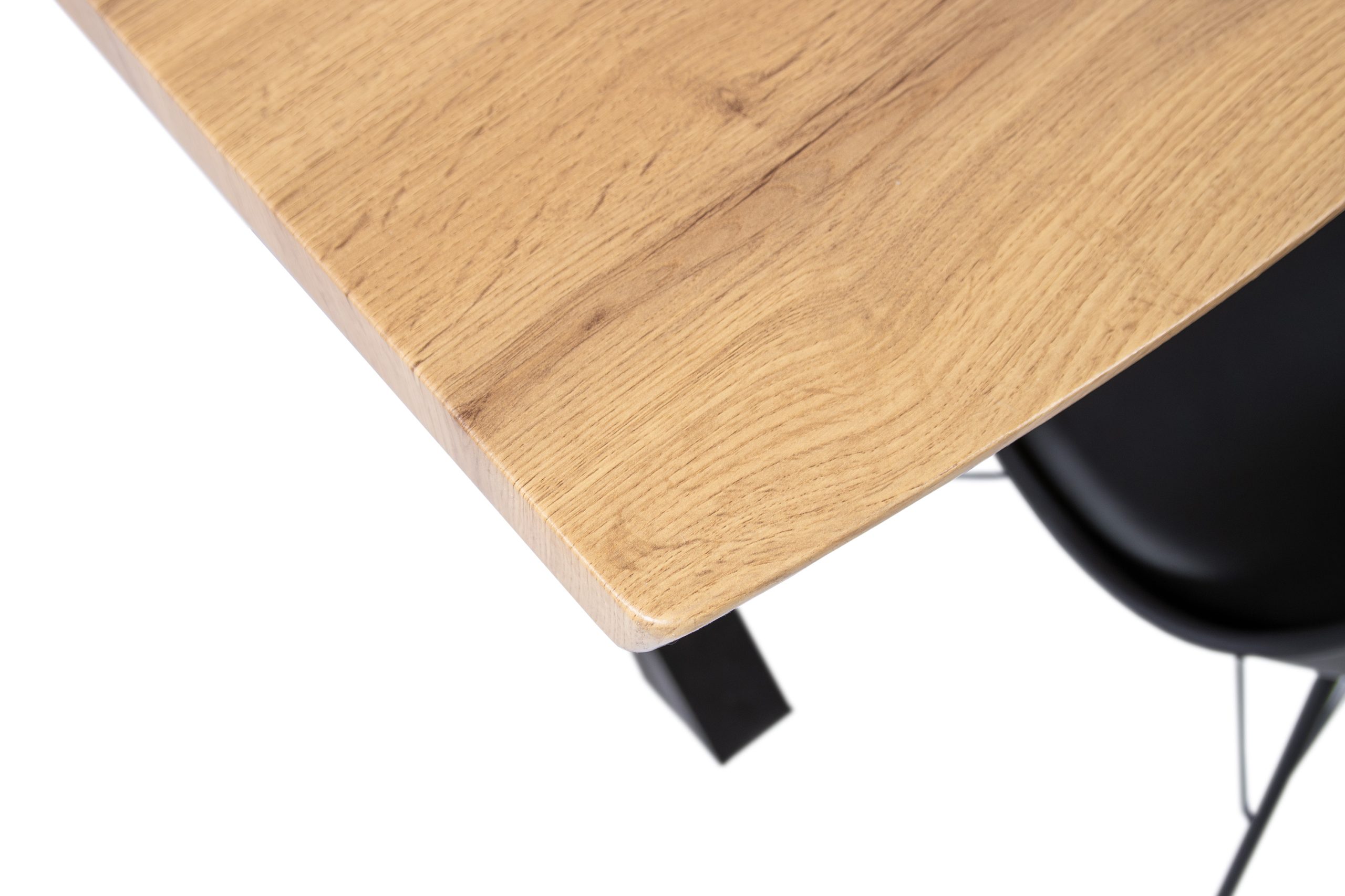 Esstisch 200x100 cm Baumkante Holz Wildeiche-Optik X-Gestell Metall schwarz JOSY – Bild 5