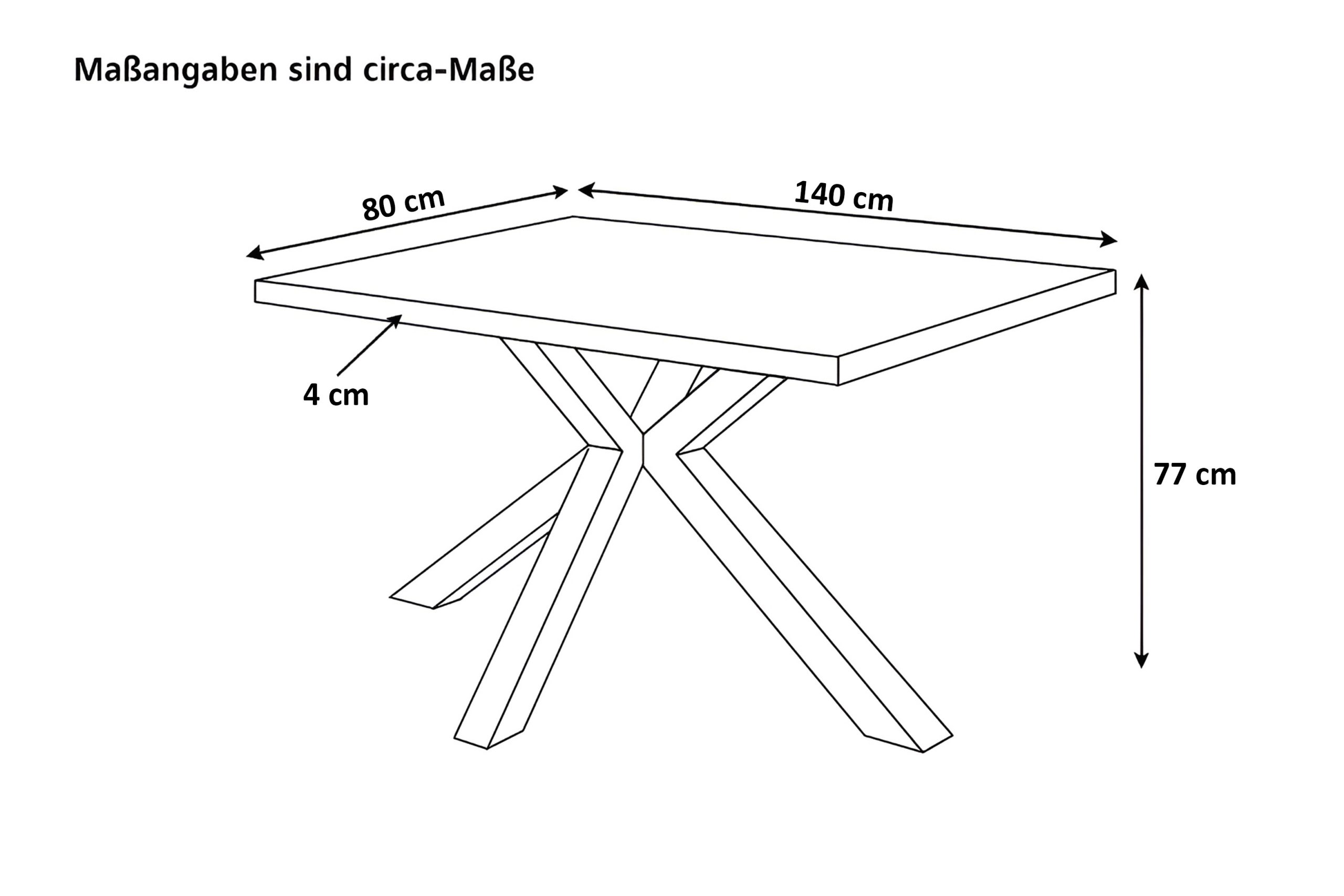 Esstisch 140x80 cm Baumkante Holz Wildeiche-Optik Spider-Gestell Metall schwarz JULIUS – Bild 3