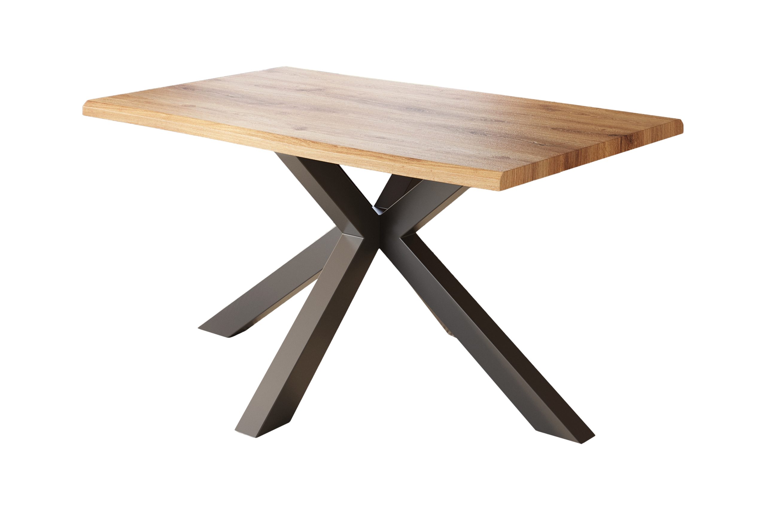 Esstisch 160x85 cm Baumkante Holz Wildeiche-Optik Spider-Gestell Metall schwarz JULIUS – Bild 2