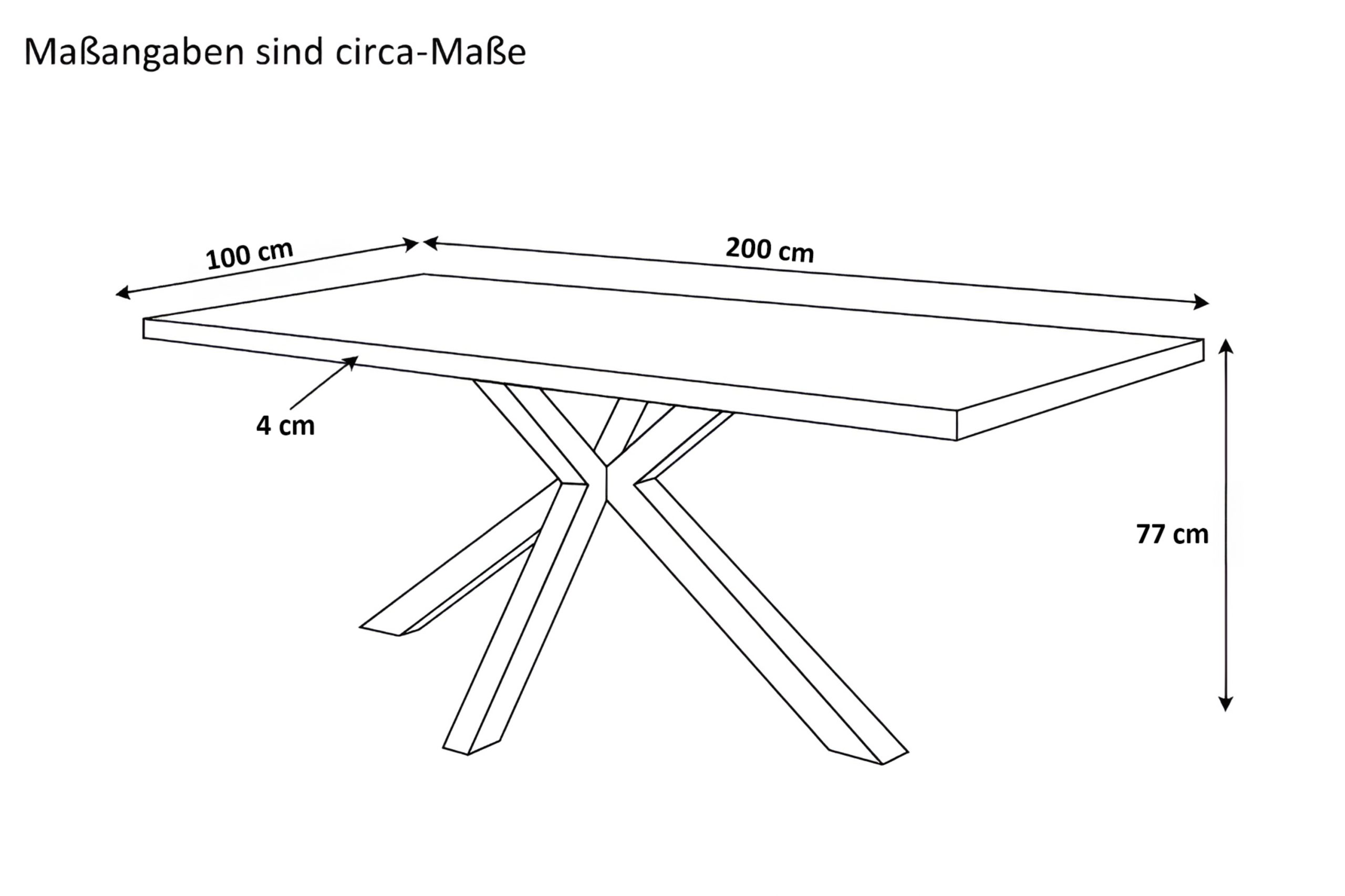 Esstisch 200x100 cm Baumkante Holz Wildeiche-Optik Spider-Gestell Metall schwarz JULIUS – Bild 3