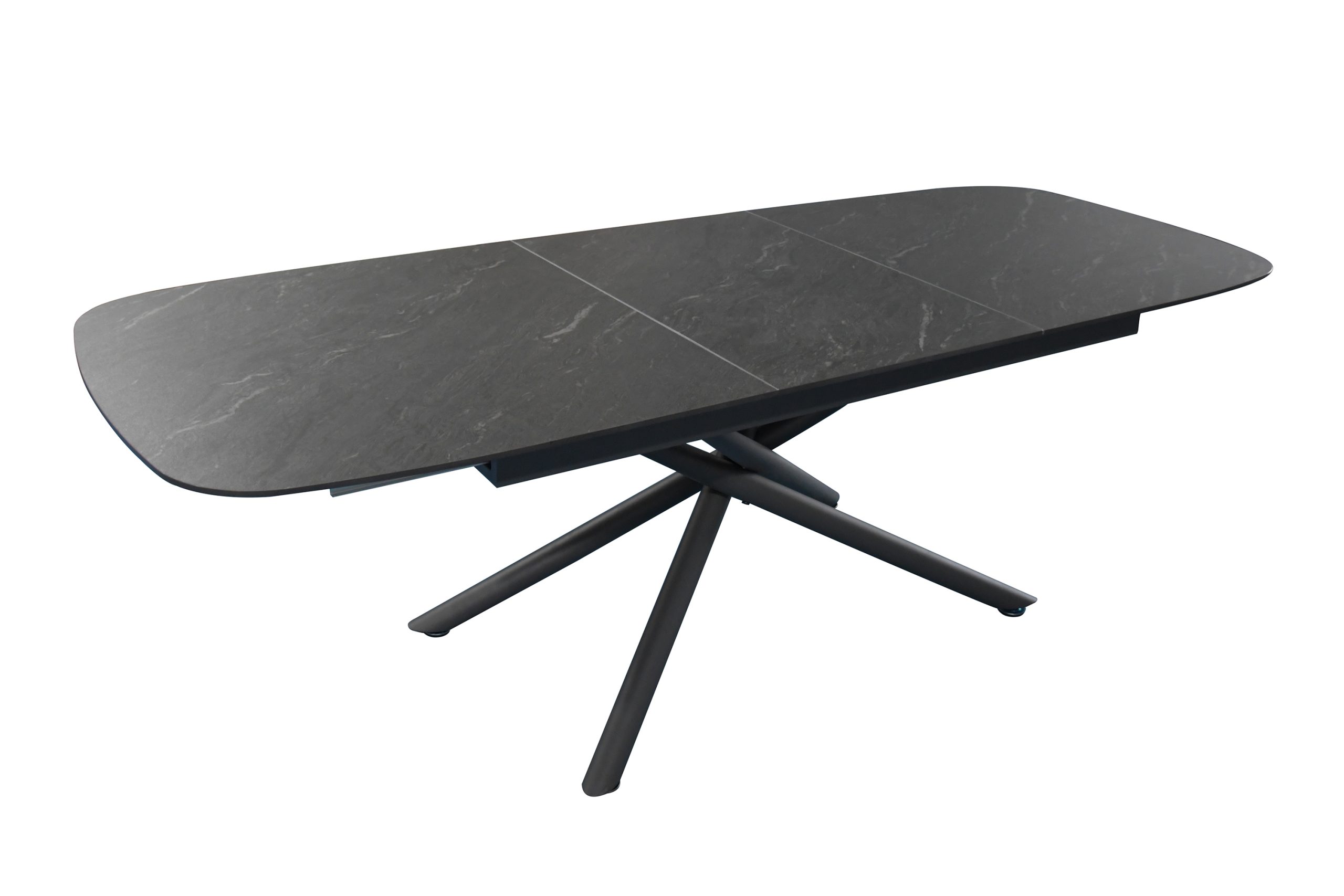 Esstisch 180 (240) x 90 cm schwarz matt Keramiktisch ausziehbar Mikado Gestell schwarz MELODIE – Bild 2