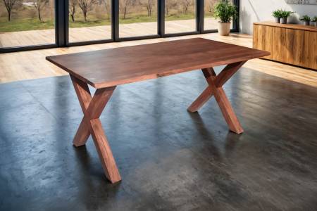 Esstisch Akazie nussbaumfarben 180 x 90 cm X-Holzgestell MURCIA