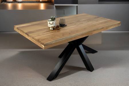 Esstisch 180x90cm Akazienholz naturfarben gerade Kante Spider-Gestell schwarz RIO