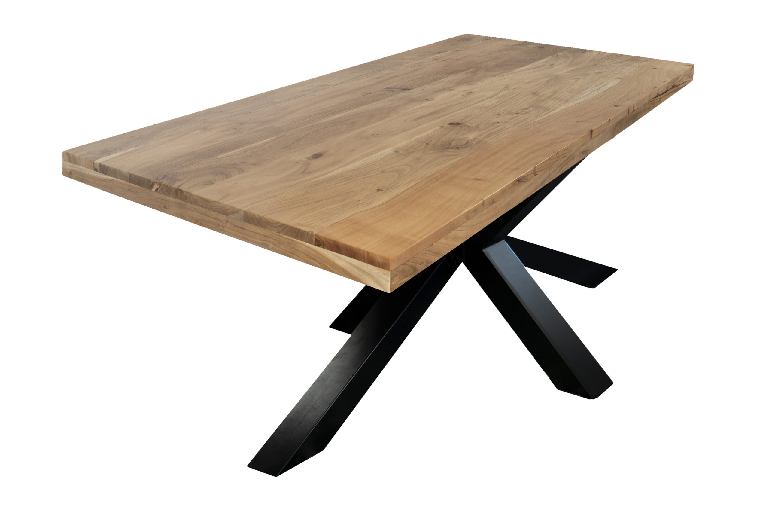 Esstisch 240x100cm Akazienholz naturfarben gerade Kante Spider-Gestell schwarz RIO – Bild 3