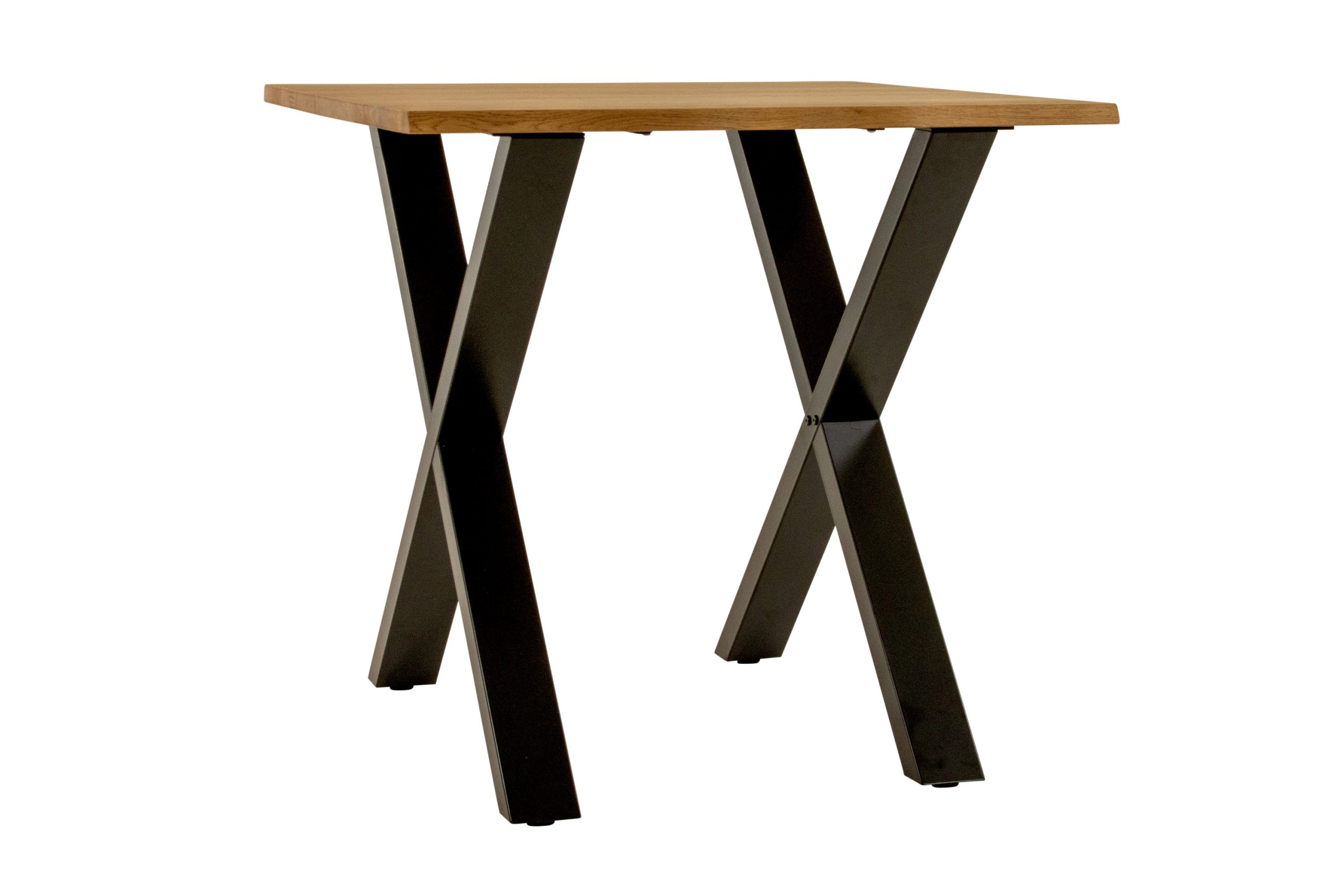 Esstisch 90x90 cm Baumkante Eichenholz massiv geölt X-Gestell schwarz SALVADOR – Bild 2