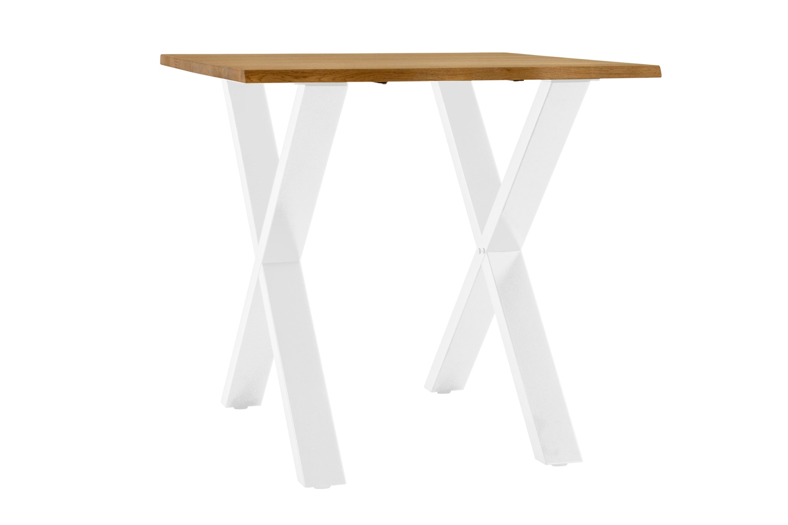 Esstisch 90x90 cm Baumkante Eichenholz massiv geölt X-Gestell weiß SALVADOR – Bild 2