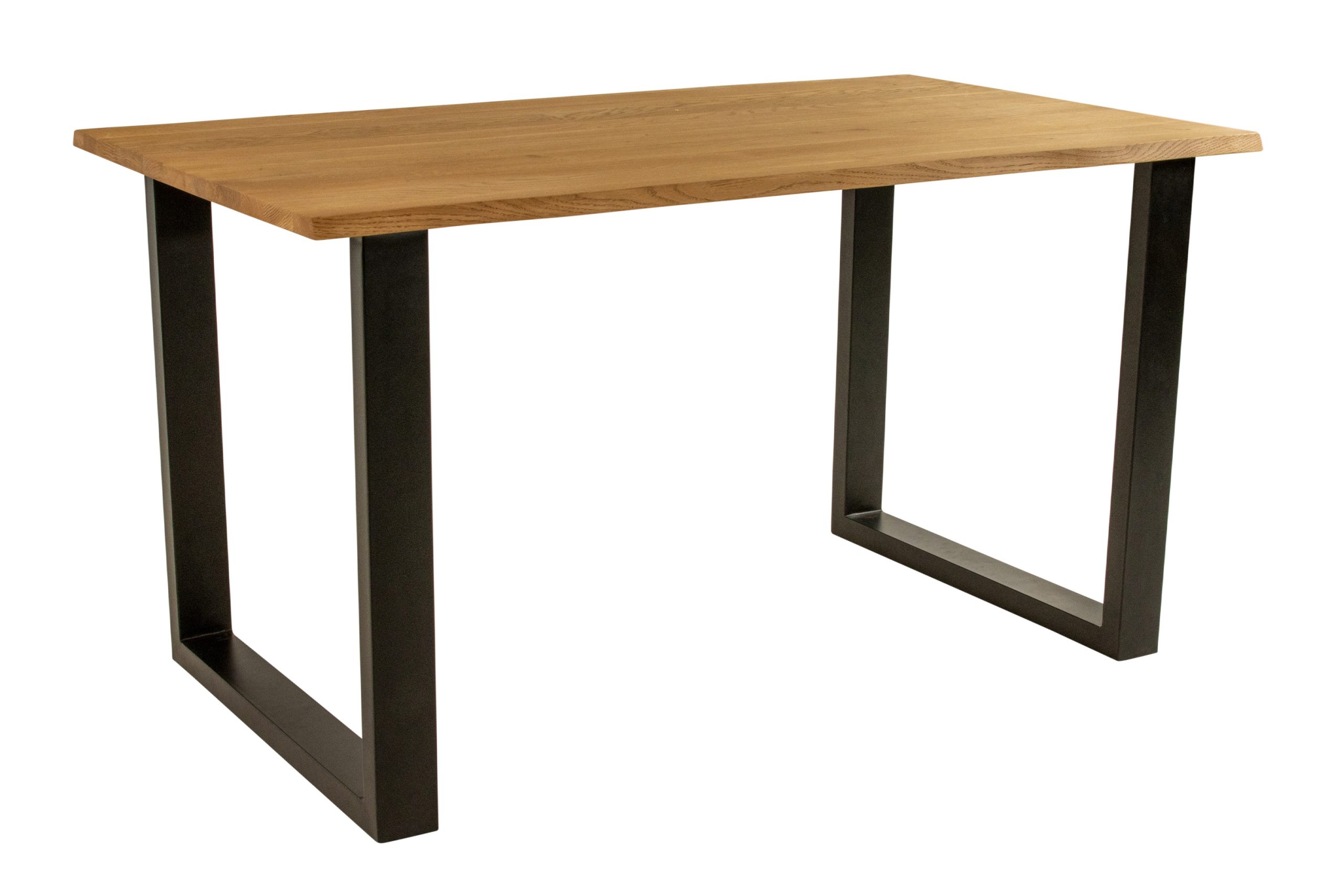 Esstisch 160x85 cm Baumkante Eichenholz massiv geölt U-Gestell schwarz SALVADOR – Bild 2