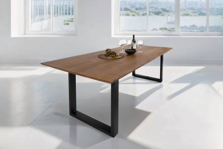 Esstisch 280x100cm Akazie massiv nussbaum Schweizer Kante U-Gestell ATLANTA