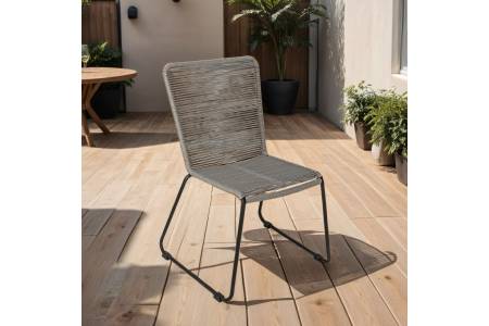 Esszimmerstuhl Rope Chair Polyester Grau Eisen-Gestell schwarz ISRA (8er Set)