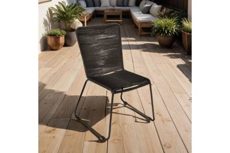 Esszimmerstuhl Rope Chair Polyester Schwarz Eisen-Gestell schwarz ISRA