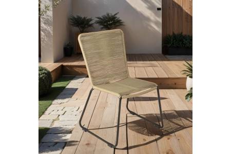 Esszimmerstuhl Rope Chair Polyester Taupe Eisen-Gestell schwarz ISRA