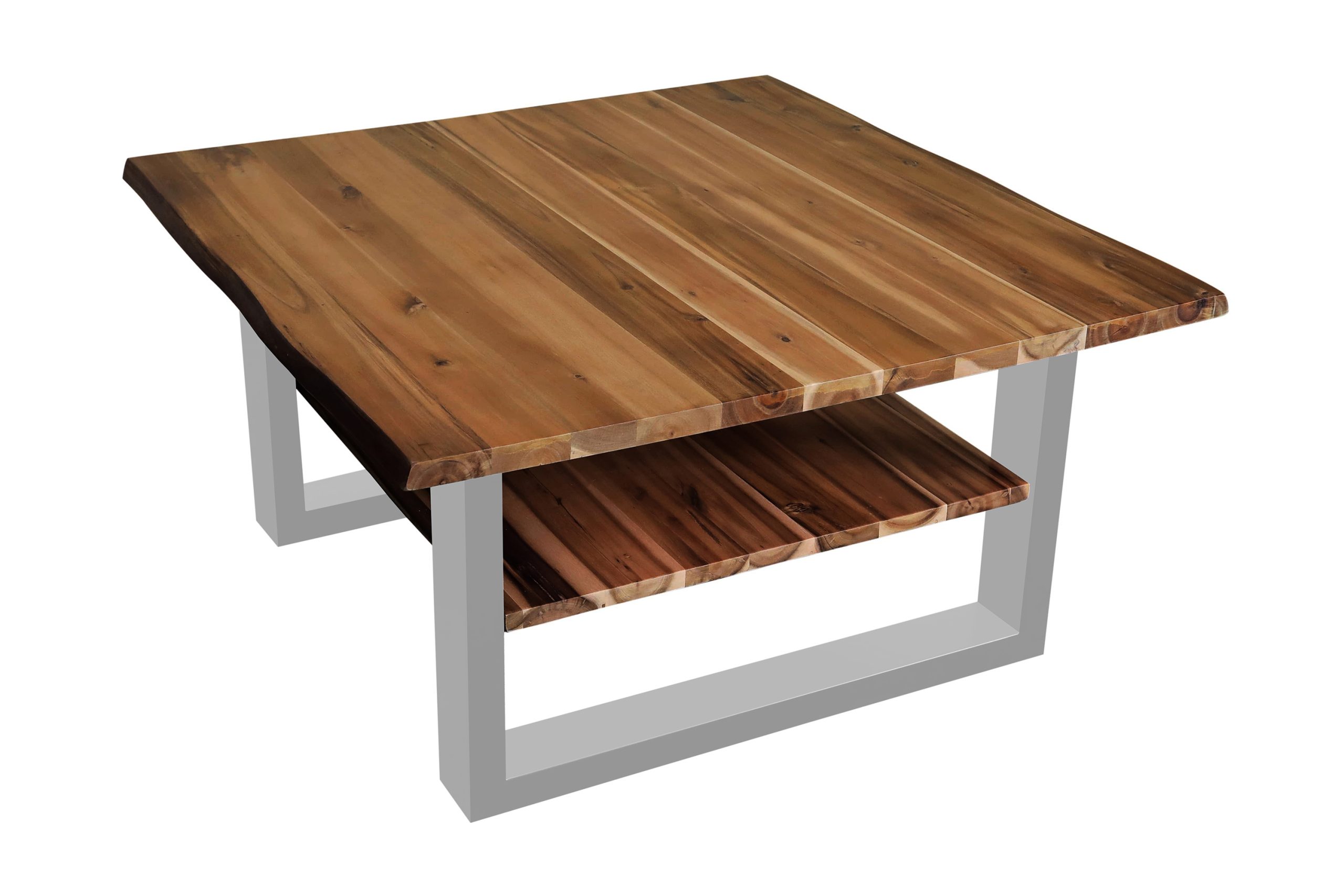 Couchtisch Baumkante massiv Akazie honig 90x90 cm silber PATRICK – Bild 2