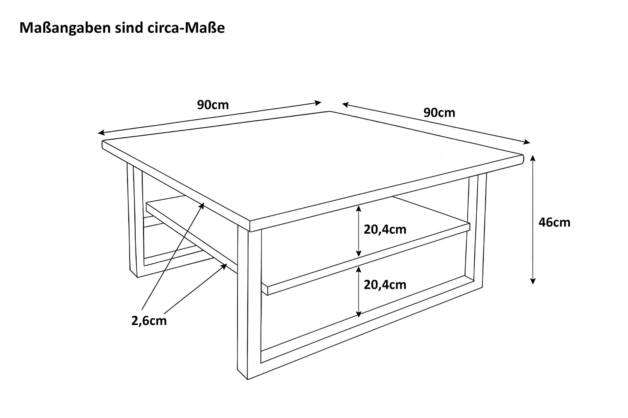 Couchtisch Baumkante massiv Akazie honig 90x90 cm silber PATRICK – Bild 3