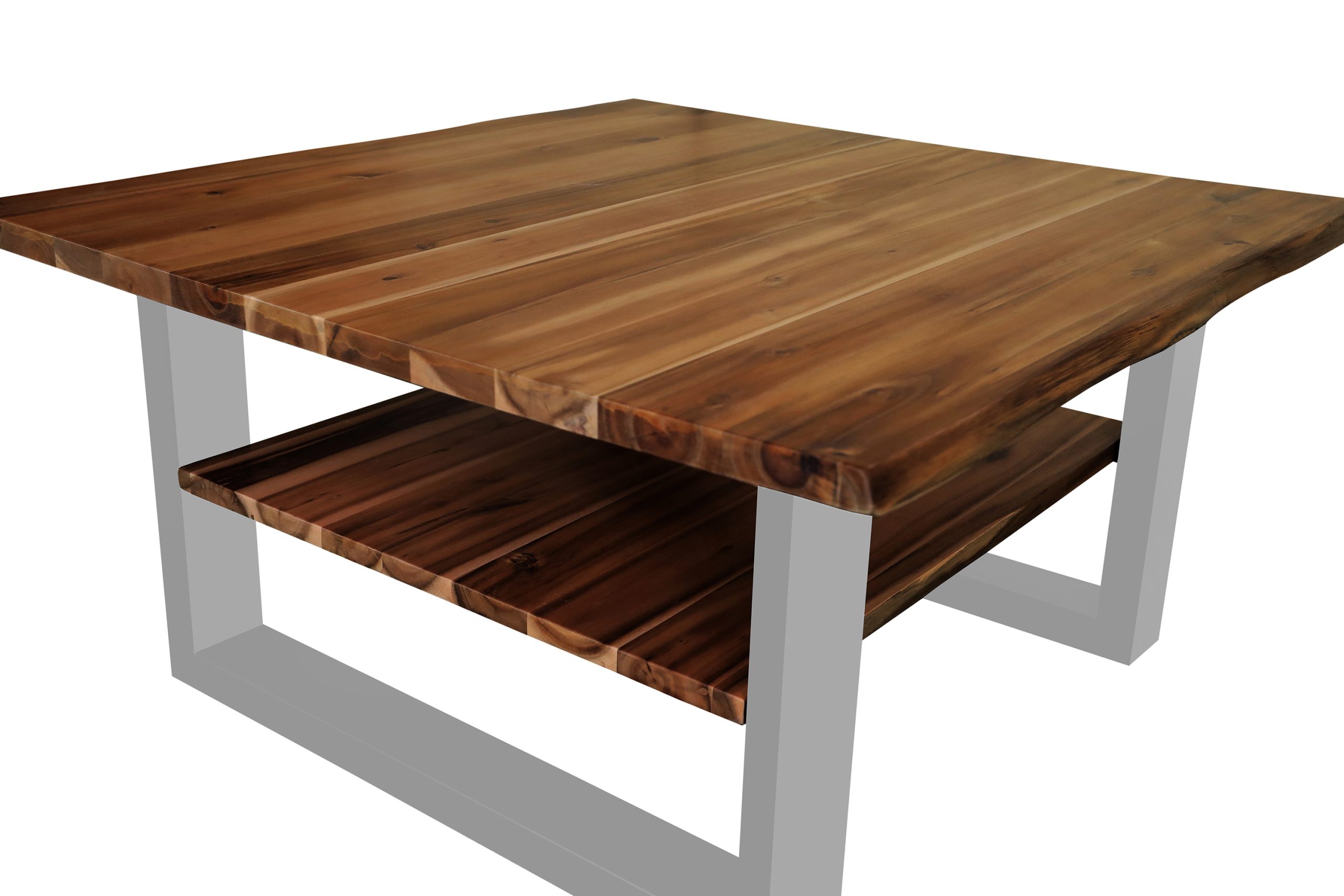 Couchtisch Baumkante massiv Akazie honig 90x90 cm silber PATRICK – Bild 5