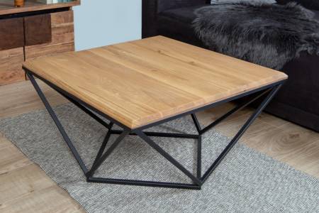 Couchtisch 75 x 75 cm Wildeiche Sofatisch Ablage Saskia