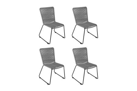 Esszimmerstuhl Rope Chair Polyester Grau Eisen-Gestell schwarz ISRA (4er Set)