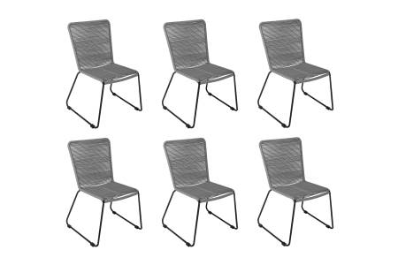 Esszimmerstuhl Rope Chair Polyester Grau Eisen-Gestell schwarz ISRA (6er Set)