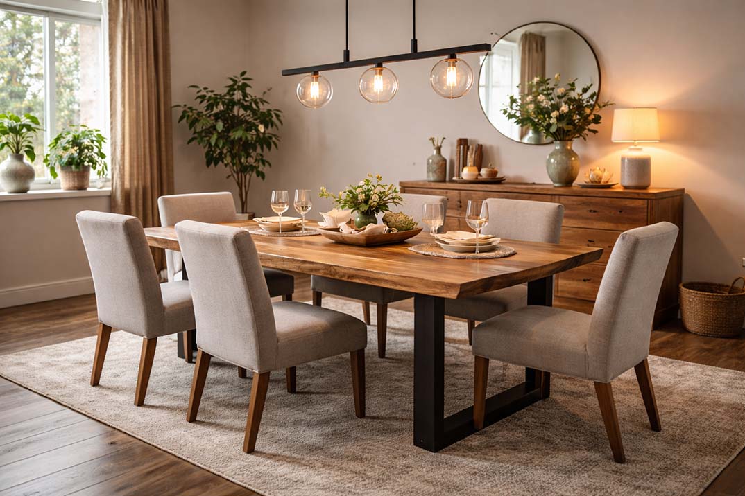 Die Tischgröße entscheidet, wieviel Personen bequem sitzen