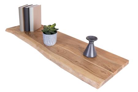 Holzplatte Akazienholz natur massiv 100x30 cm Holzbrett einseitige Baumkante ARYA