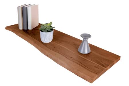 Holzplatte Akazienholz nussbaum massiv 100x30 cm Holzbrett einseitige Baumkante ARYA