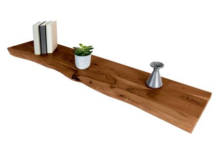 Holzplatte Akazienholz nussbaum massiv 200x30 cm Holzbrett einseitige Baumkante ARYA