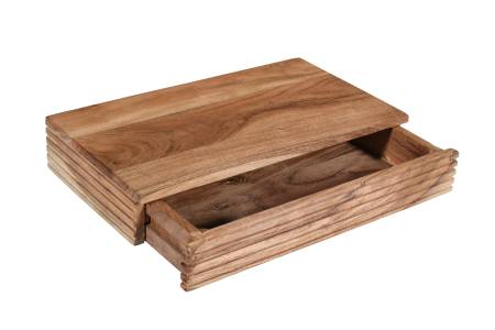 Wandregal Akazienholz massiv 45x25x8 cm Holzregal natur Wandkonsole LEONA