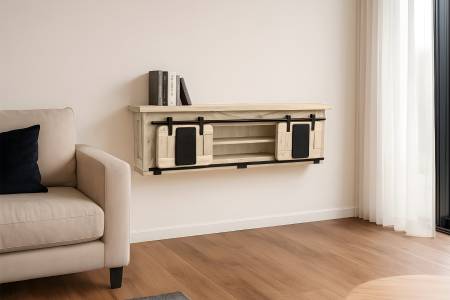 Wandboard Akazienholz massiv eichefarben Wandregal 130 x 25 x 35 cm LIBRO