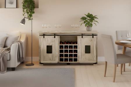 Wein-Sideboard Akazienholz massiv eichefarben Weinschrank 145 x 45 x 85 cm LIBRO