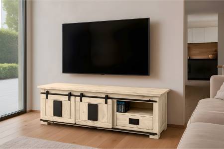 Lowboard Akazienholz massiv eichefarben Fernsehkommode 160 x 45 x 50 cm LIBRO IV