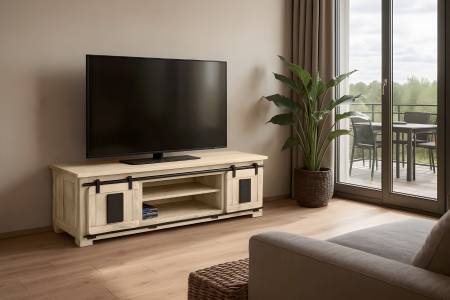 Lowboard Akazienholz massiv eichefarben Fernsehkommode 180 x 55 x 50 cm LIBRO II