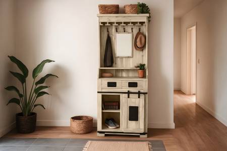 Weinschrank Akazienholz massiv eichefarben Holzschrank 75 x 35 x 170 cm LIBRO