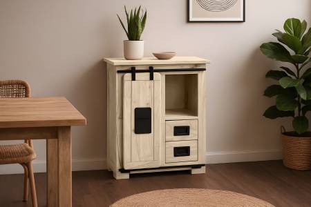 Sideboard Akazienholz massiv eichefarben Kommode 75 x 90 x 36 cm LIBRO IV