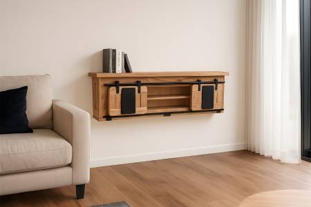 Wandboard Akazienholz massiv natur Wandregal 130 x 25 x 35 cm LIBRO